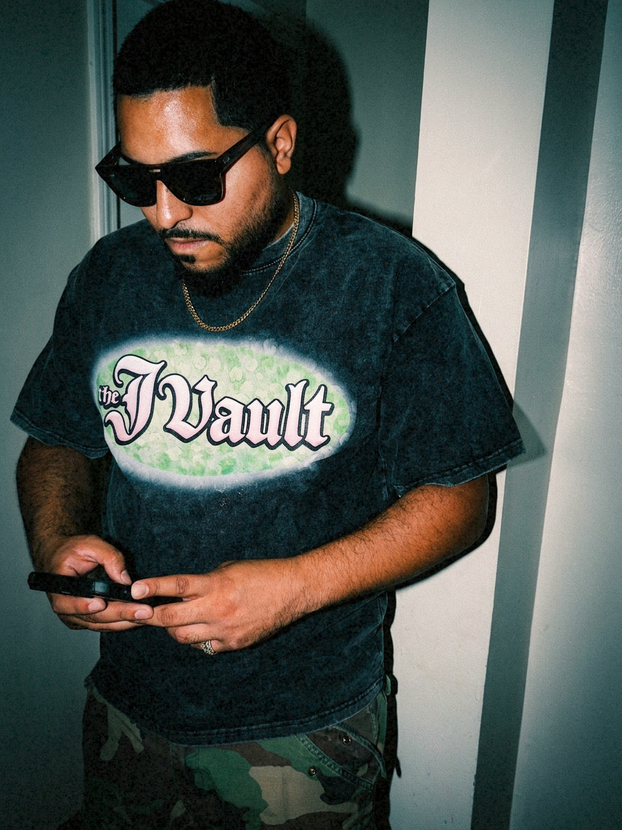 JVAULT Acid Wash Logo T-Shirt